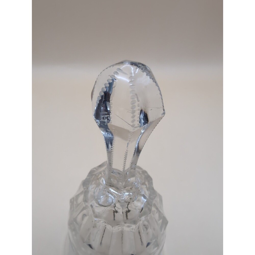 Crystal Bell Clear with Etched Flower Design Vintage Heavy Piece 7-½” Tall C-2 - Picture 6 of 7